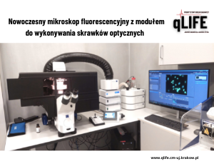 Modern fluorescence microscope with optical sectioning module at the Faculty of Health Sciences