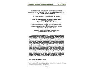 Tayefi Ardebili K., Niedzwiecki S., Moskal P. Estimation of 511 keV Gamma Scatter Fraction in WLS Layer in Total-Body J-PET; A Simulation Study. <i>Acta Phys. Polon. B</i> Proc. Suppl. 15 (2022) 4-A7.